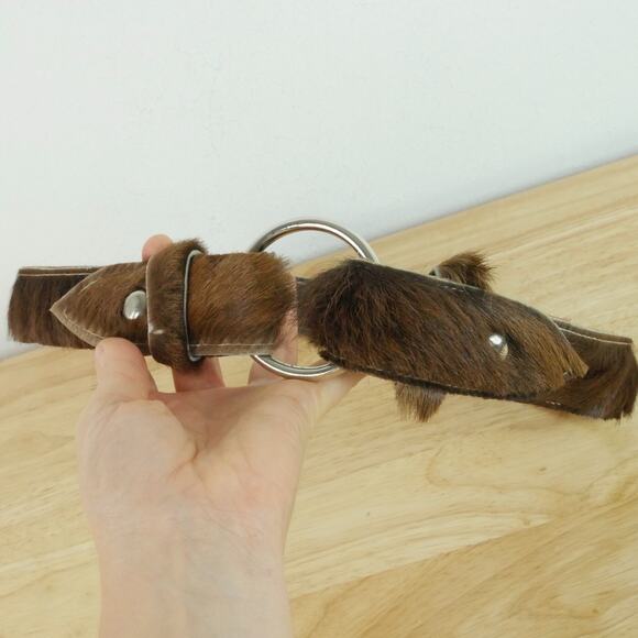 Cow Hide Fur Western Belt 30\